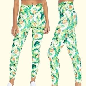 Wildfox Sweat Palms & Pinnas Leggings (White, green, yellow) (NWOT)